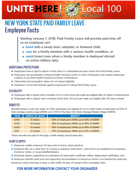 New York State Paid Family Leave – UNITE HERE Local 100